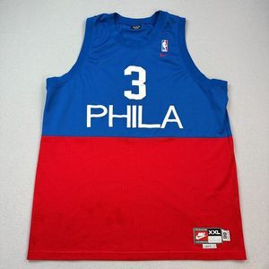 Vintage Philadelphia 76ers Jersey Mens 2XL Blue Red Nike Iverson #3 Basketball